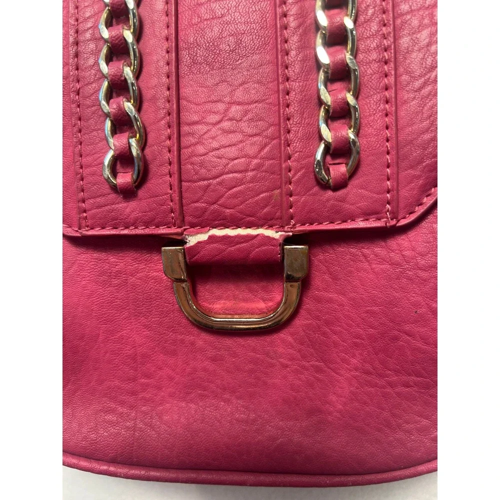 Charming Charlie Small Crossbody Bag Pink Faux Leather Chain Detail Y2K Style